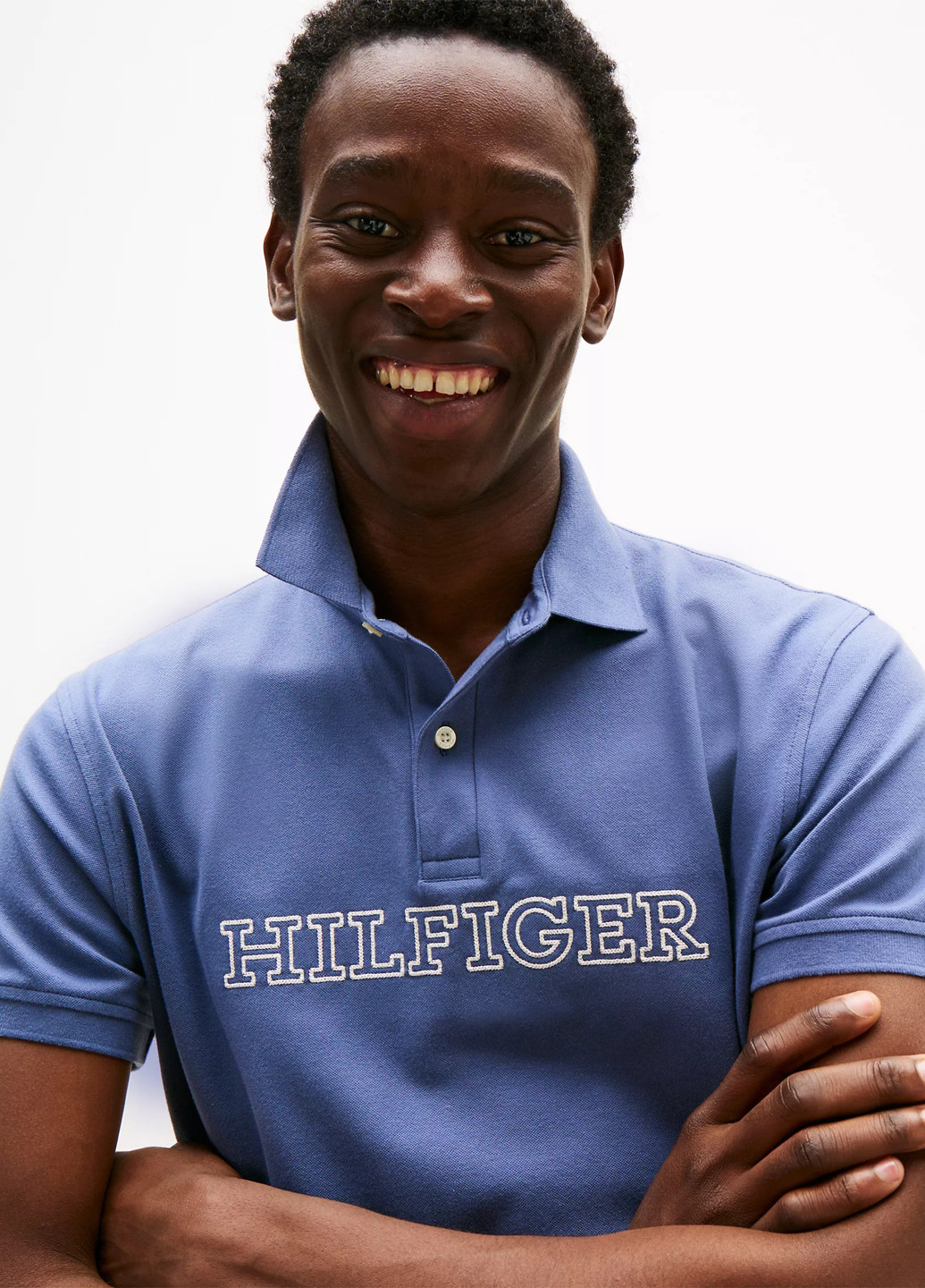 Синяя футболка-поло для мужчин Tommy Hilfiger с надписью