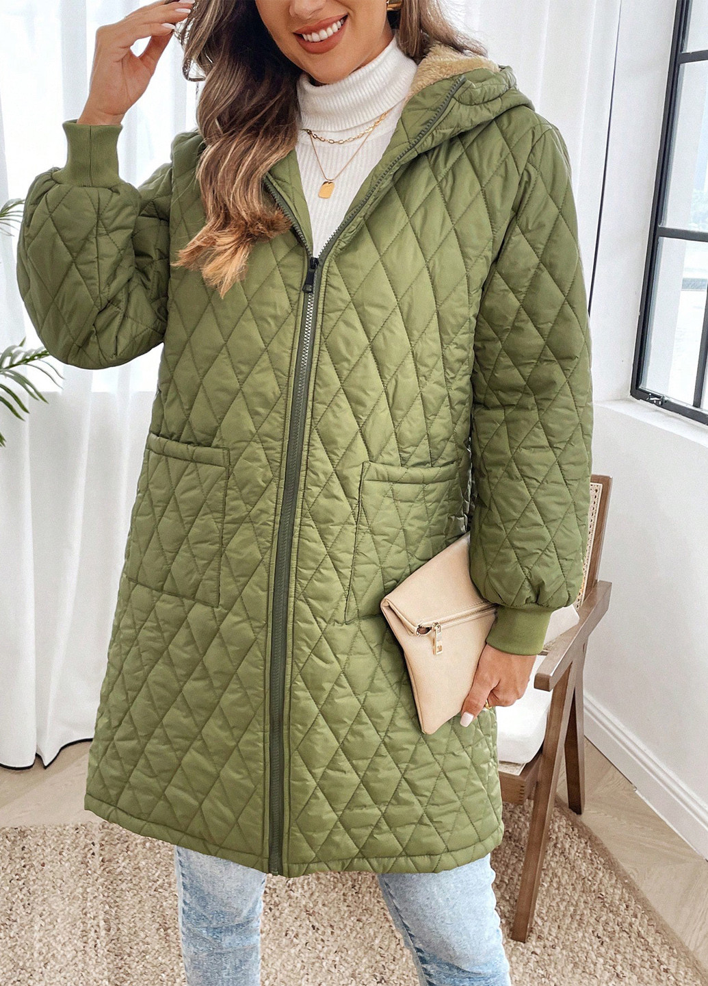 Зеленая демисезонная куртка SHEIN