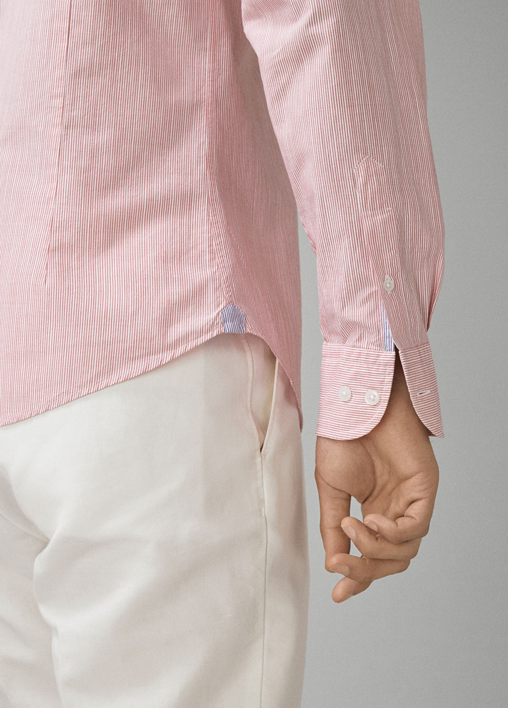 Розовая кэжуал рубашка Massimo Dutti с длинным рукавом