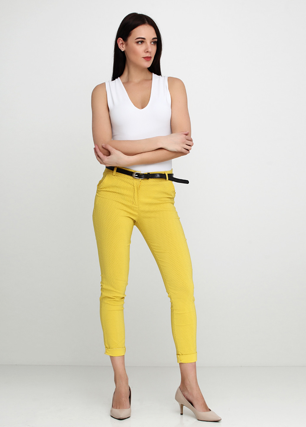 Желтые кэжуал демисезонные брюки Moda in Italy
