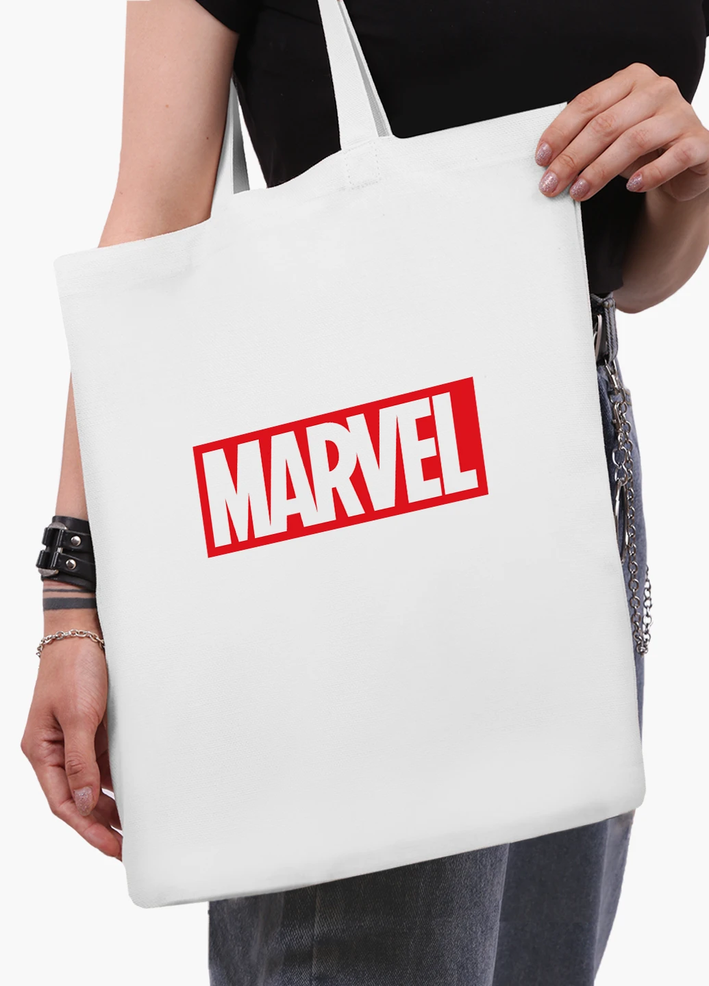 Еко сумка шоппер біла Марвел (Marvel) (9227-1982-WT2) Еко сумка шоппер біла 41*35 см MobiPrint (219125739)