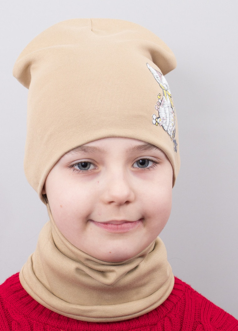 Дитяча шапка з хомутом КАНТА "Кішка" розмір 48-52 беж (OC-509) Канта (220180369)