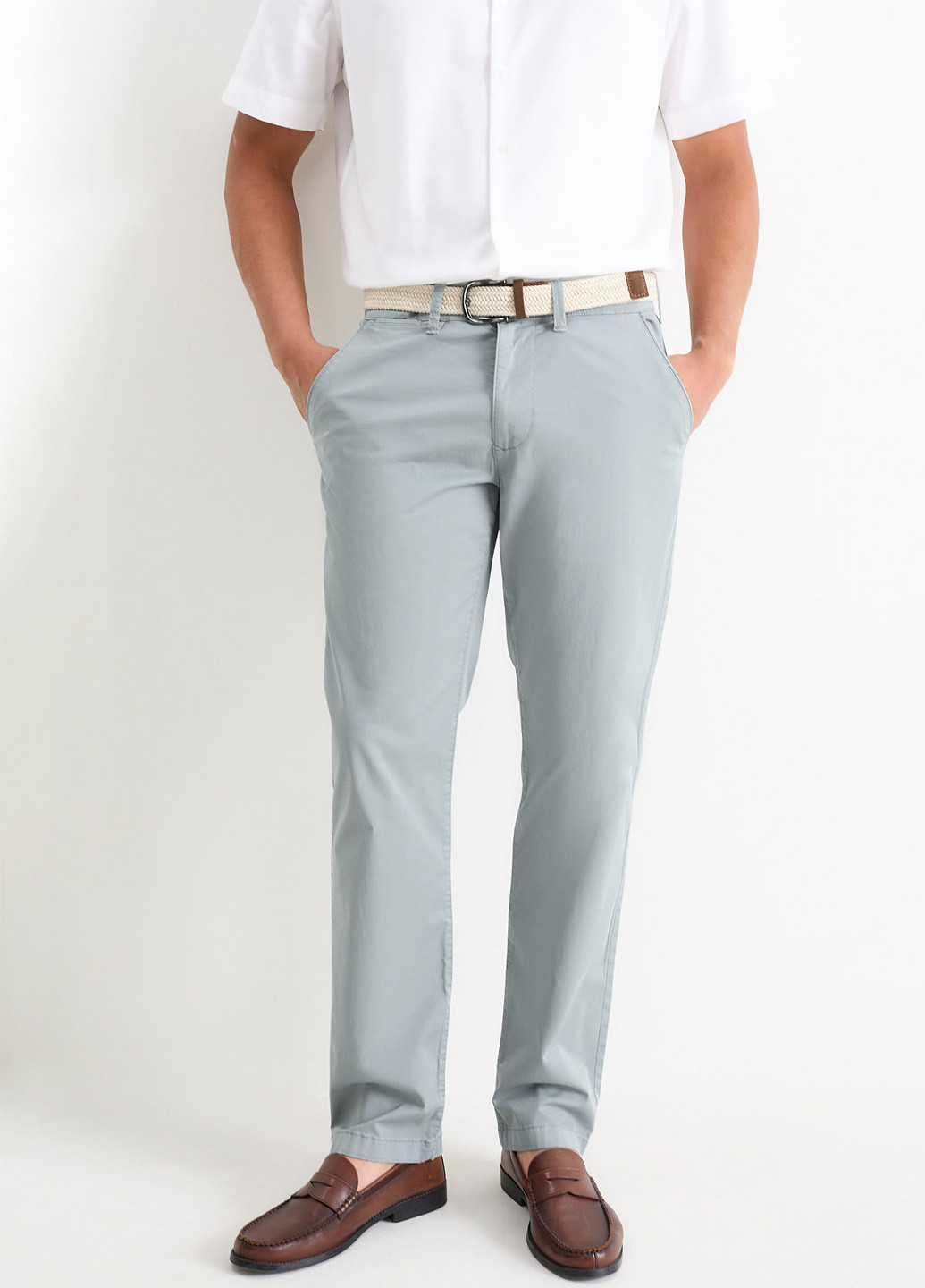 Серо-голубые кэжуал демисезонные чиносы брюки C&A