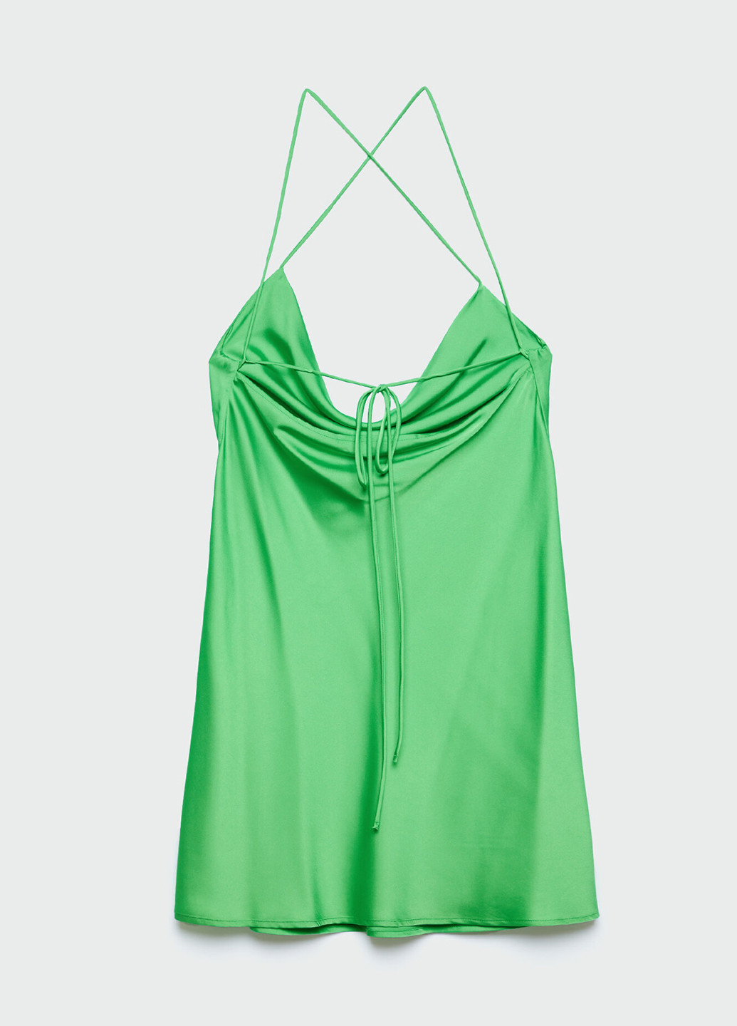 Зеленое коктейльное платье платье-комбинация, с открытой спиной Stradivarius однотонное