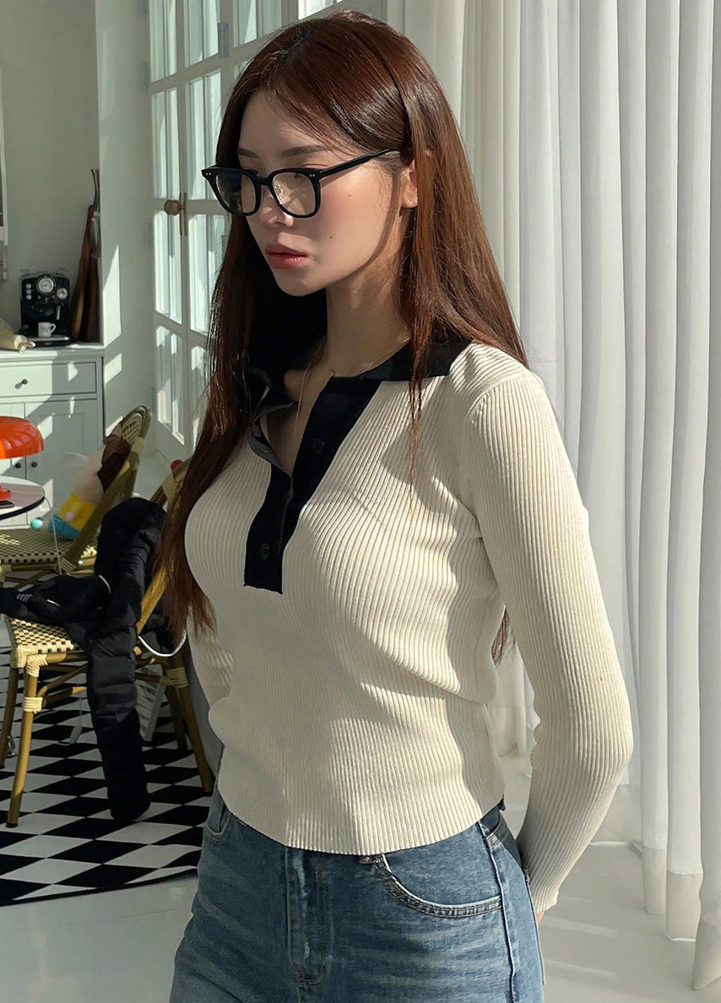 Молочный демисезонный свитер SHEIN