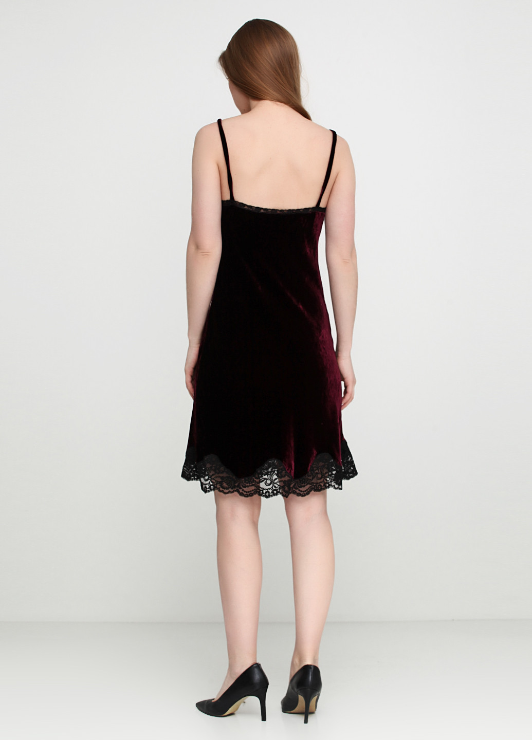 Темно-бордовое коктейльное платье Ralph Lauren однотонное