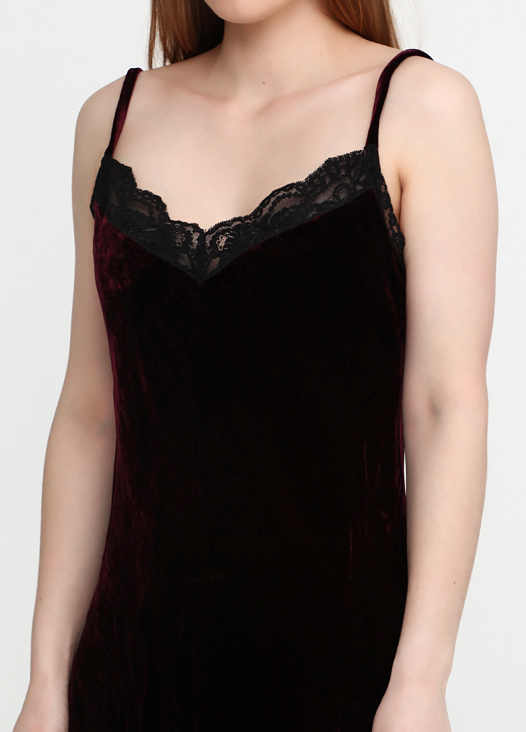 Темно-бордовое коктейльное платье Ralph Lauren однотонное