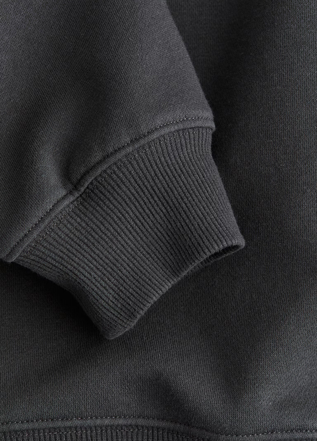 H&M свитшот однотонный темно-серый кэжуал хлопок, трикотаж с начесом