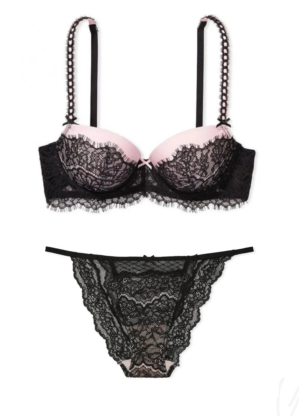 Черный демисезонный комплект (бюстгальтер, трусики) Victoria's Secret
