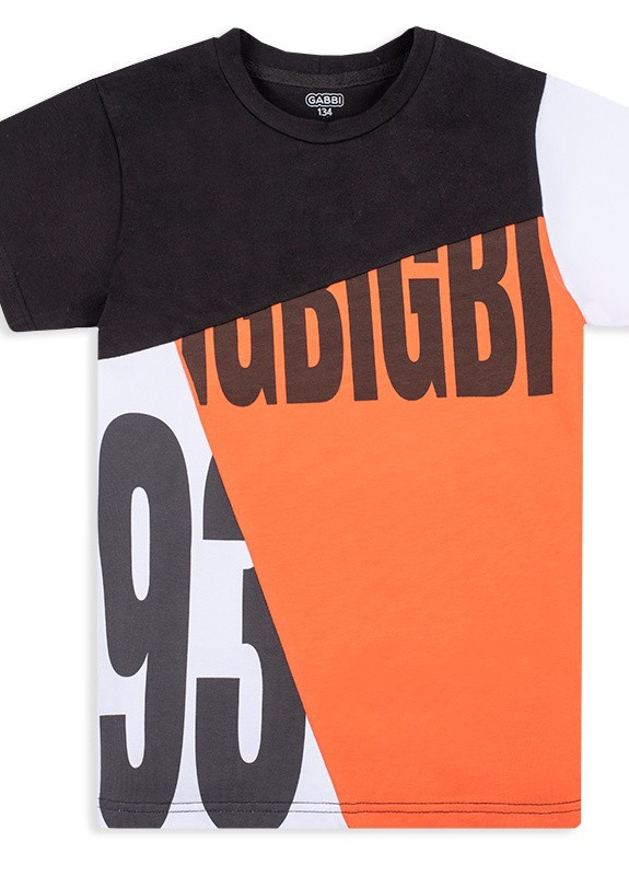 Оранжевая летняя детская футболка для мальчика "юниор" Габби
