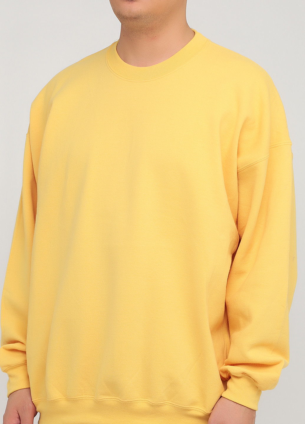 Свитшот Gildan - Свободный крой однотонный желтый кэжуал трикотаж, полиэстер, хлопок - (252011694)