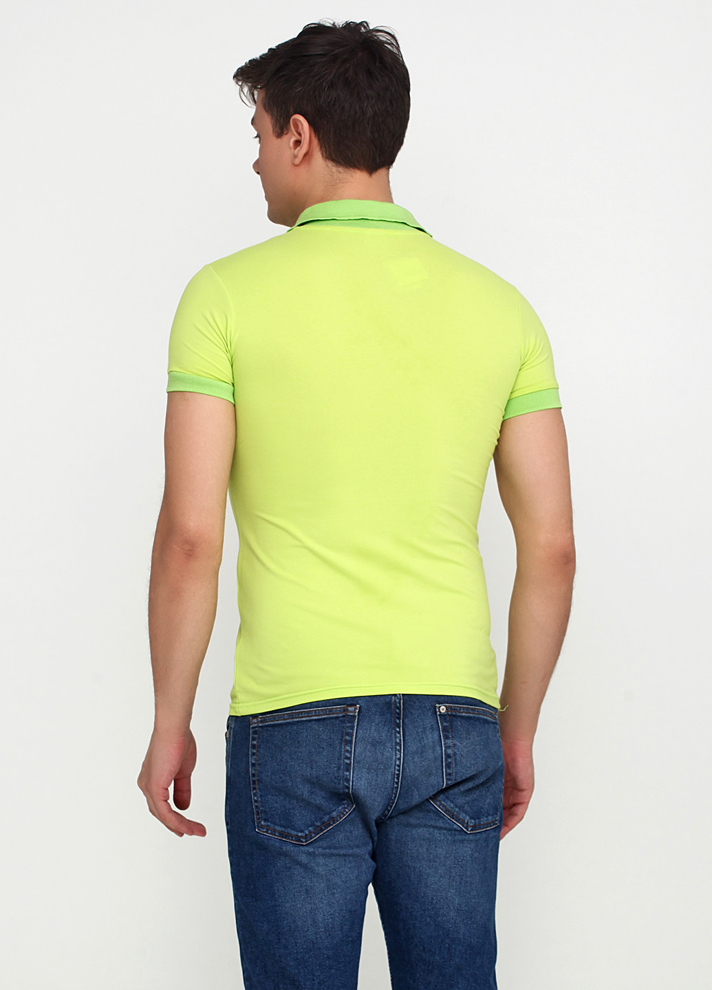 Лимонно-зеленая футболка-поло для мужчин EL & KEN с рисунком