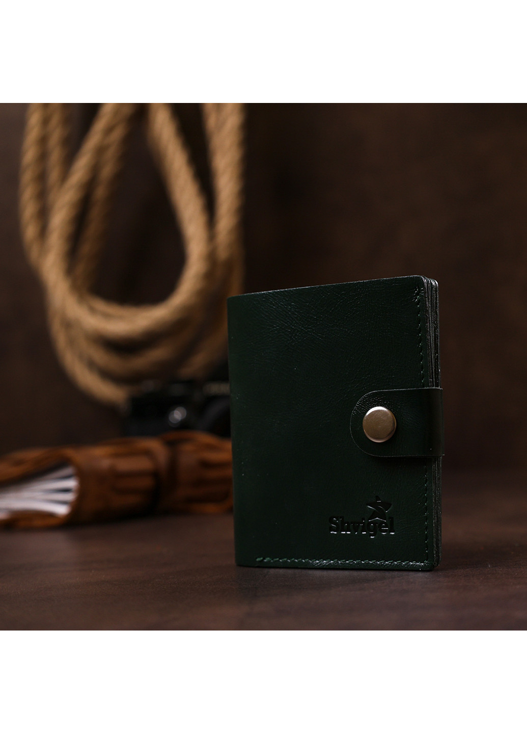 Мужское кожаное портмоне 9х10х1 см Shvigel (253490914)