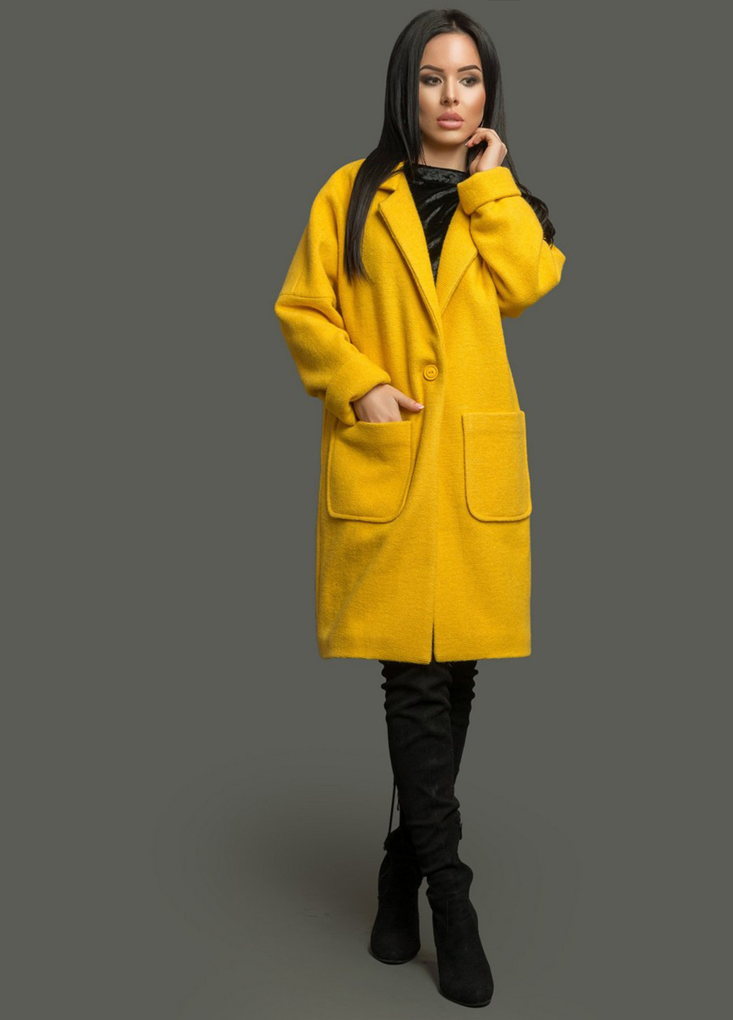 Желтое демисезонное Пальто Modna Anka