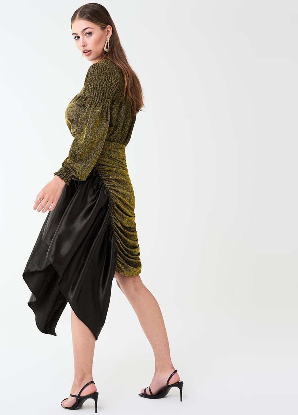 Оливковая вечерний однотонная юбка Gina Tricot плиссе