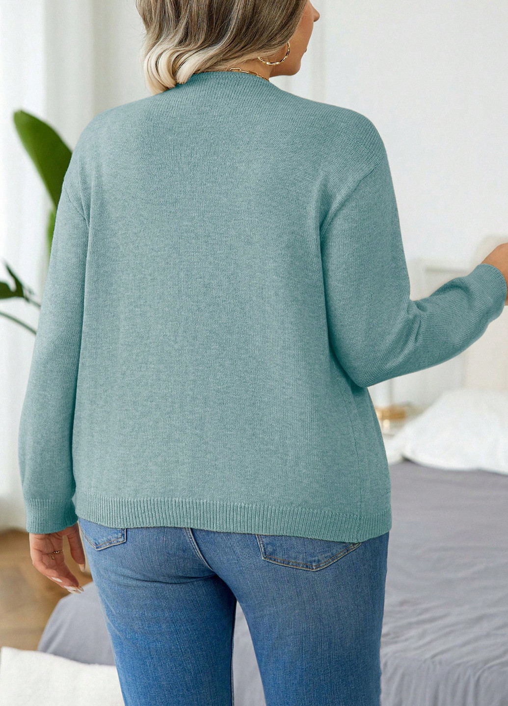 Бирюзовый демисезонный кардиган SHEIN