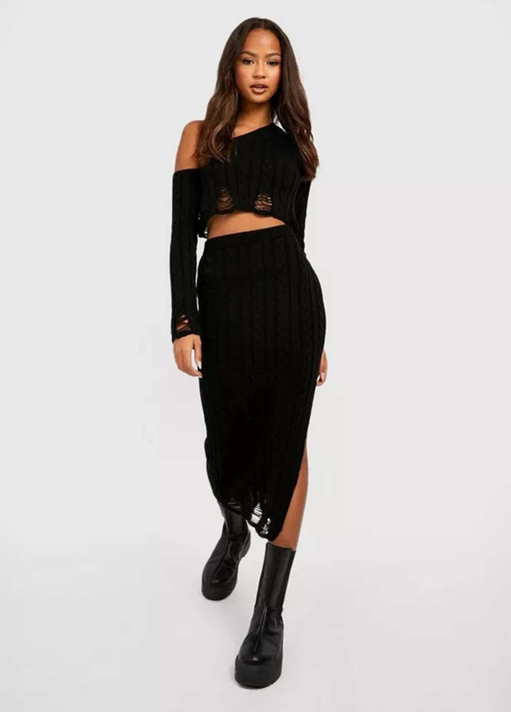 Черная кэжуал однотонная юбка Boohoo карандаш