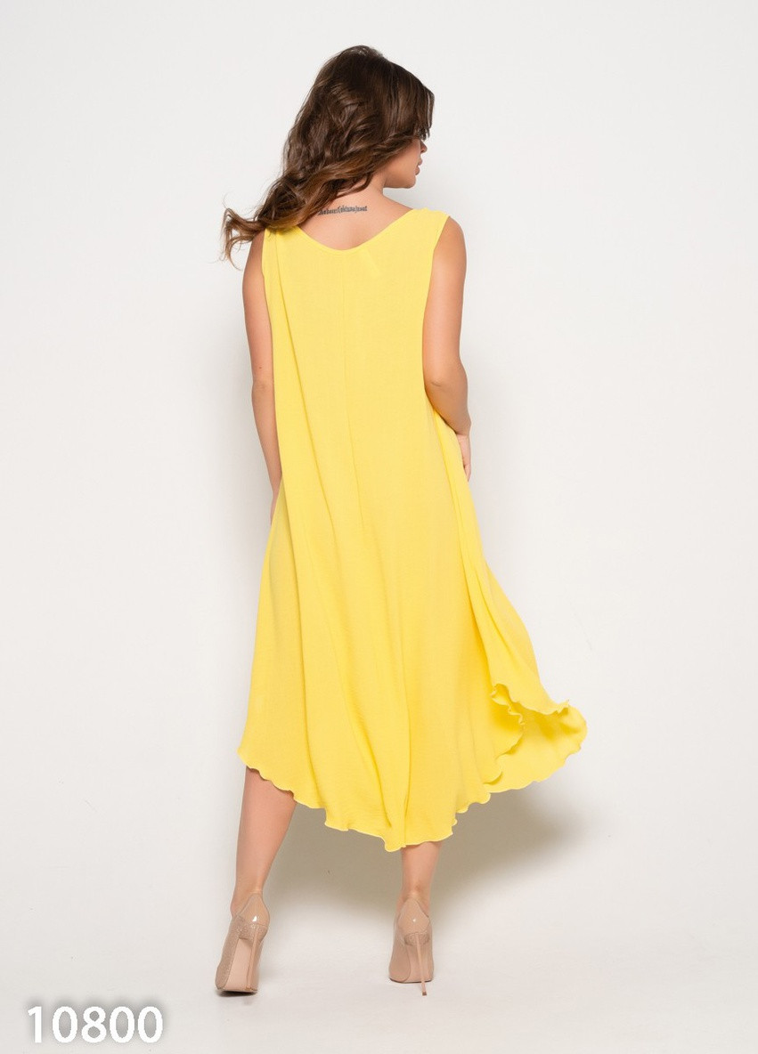 Желтое повседневный платье женское а-силуэт ISSA PLUS однотонное