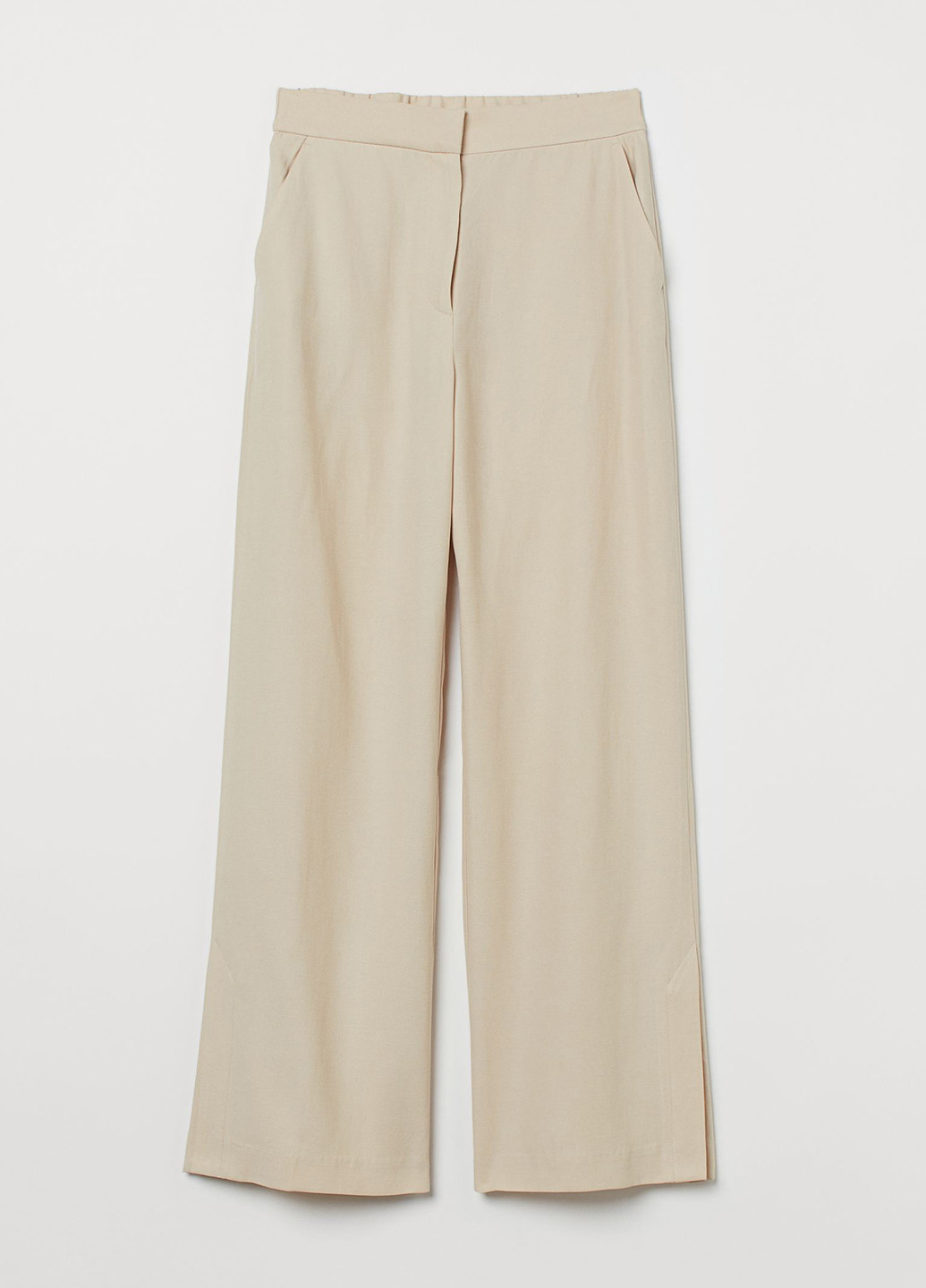 Светло-бежевые кэжуал демисезонные прямые брюки H&M
