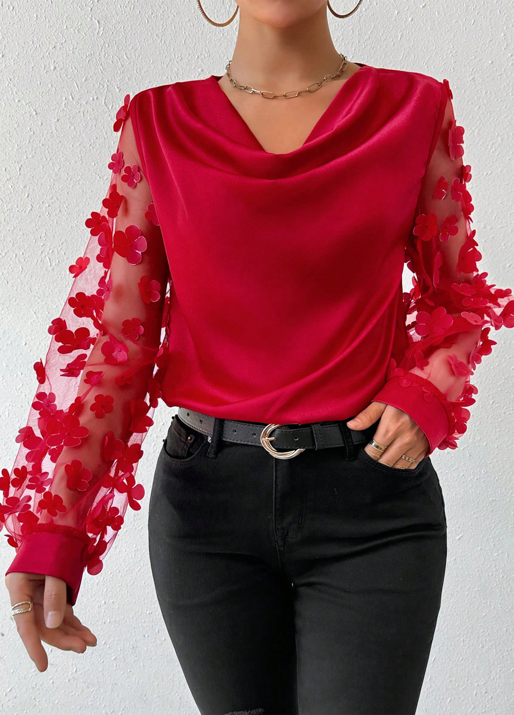 Вишнева блуза SHEIN