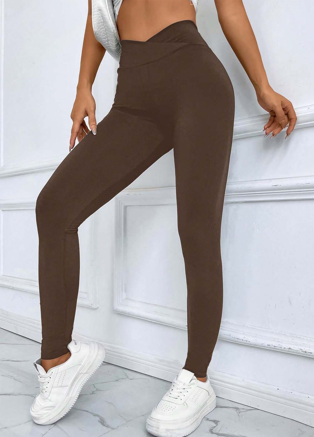 Темно-коричневые демисезонные леггинсы SHEIN