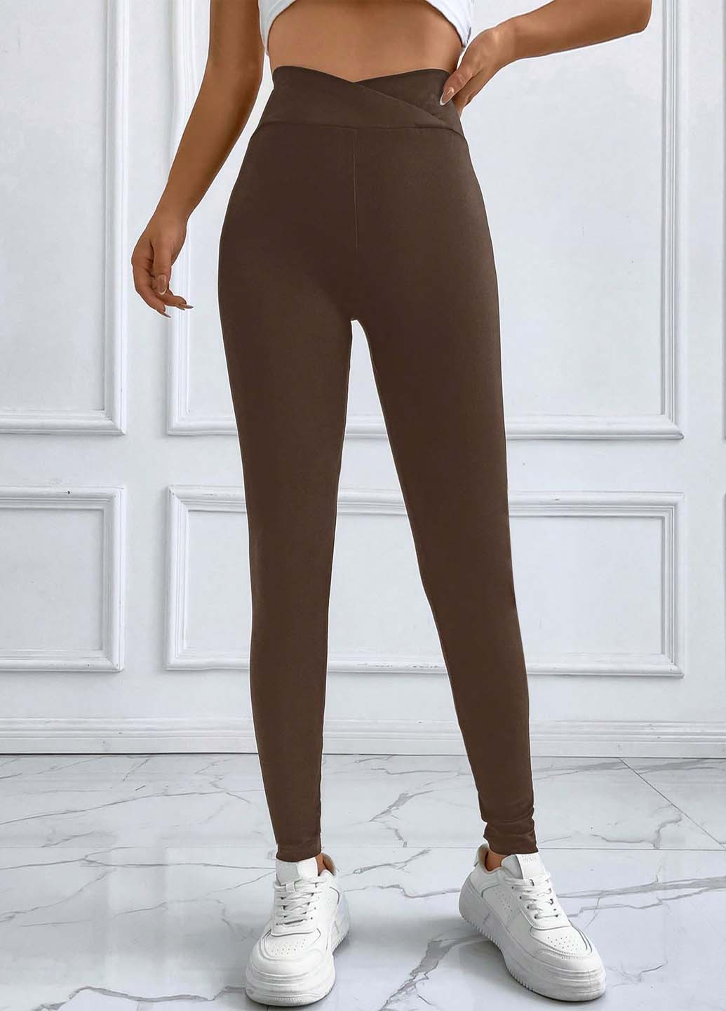 Темно-коричневые демисезонные леггинсы SHEIN
