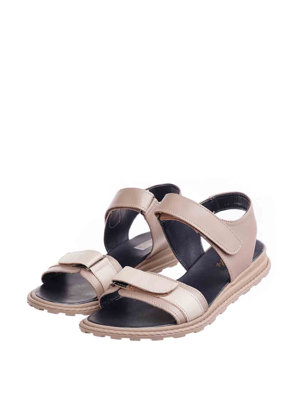 Темно-бежевые босоножки Lon&Ys на липучке