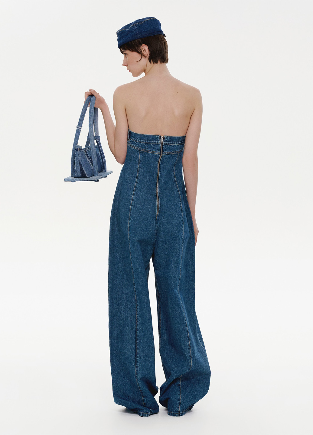 Комбінезон Ksenia Schnaider комбінезон-брюки однотонний синій джинсовий джинс, бавовна