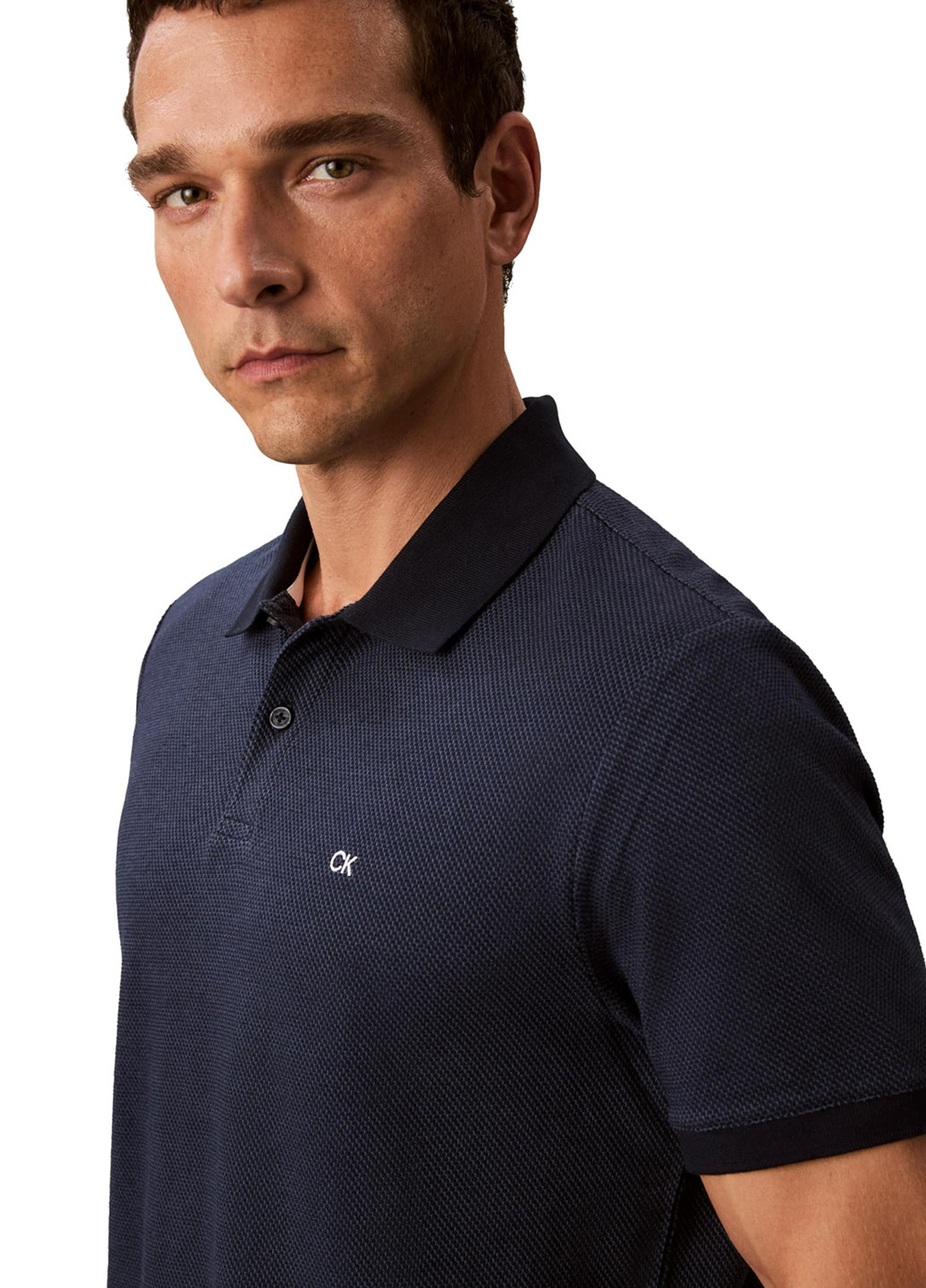 Синяя футболка-поло для мужчин Calvin Klein однотонная