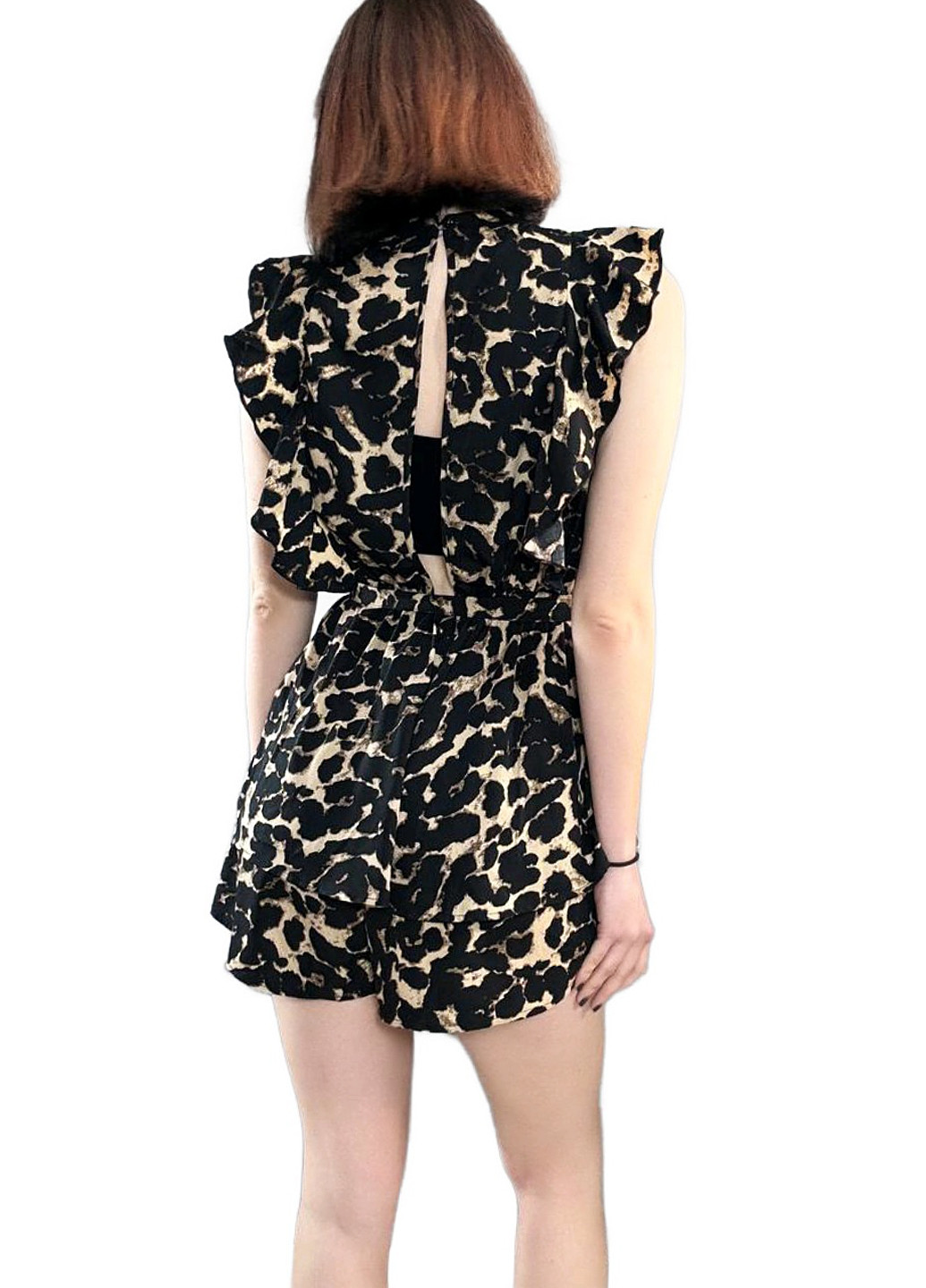 Комбинезон Boohoo комбинезон-шорты леопардовый комбинированный кэжуал полиэстер