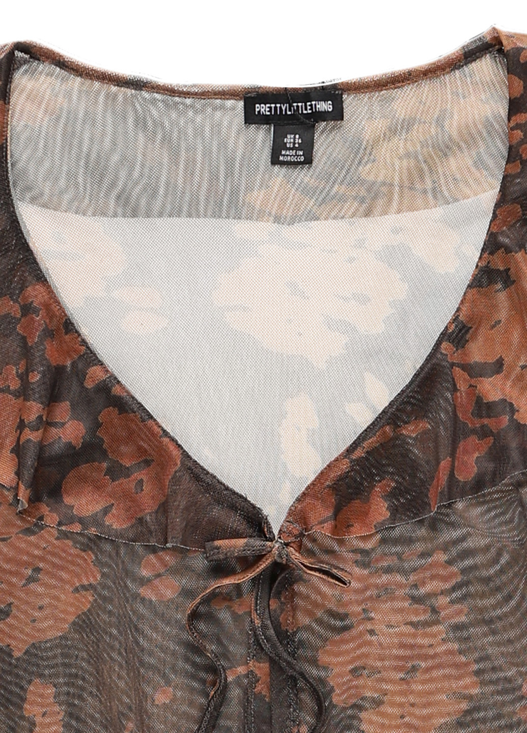 Коричневая блуза PrettyLittleThing
