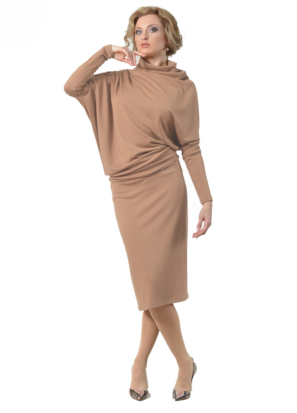 Светло-коричневое кэжуал платье Lada Lucci однотонное