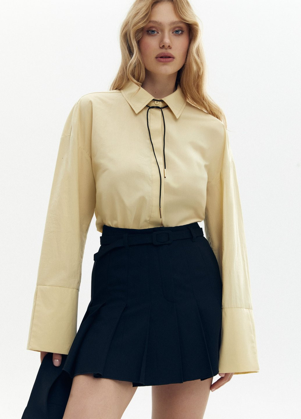 Желтая кэжуал рубашка однотонная Gepur