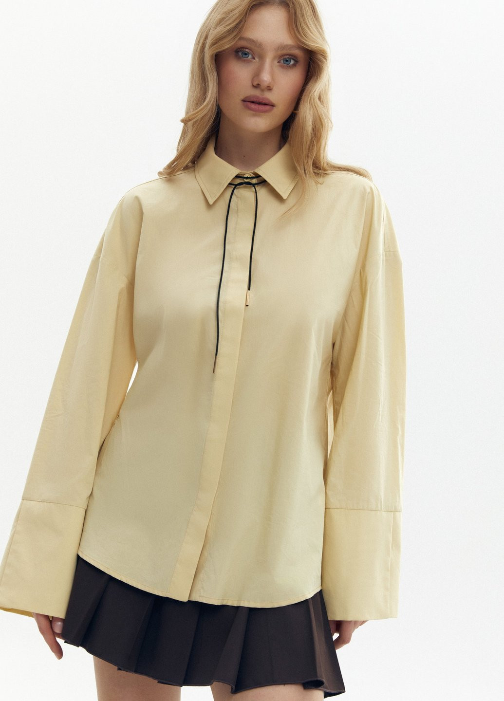 Желтая кэжуал рубашка однотонная Gepur