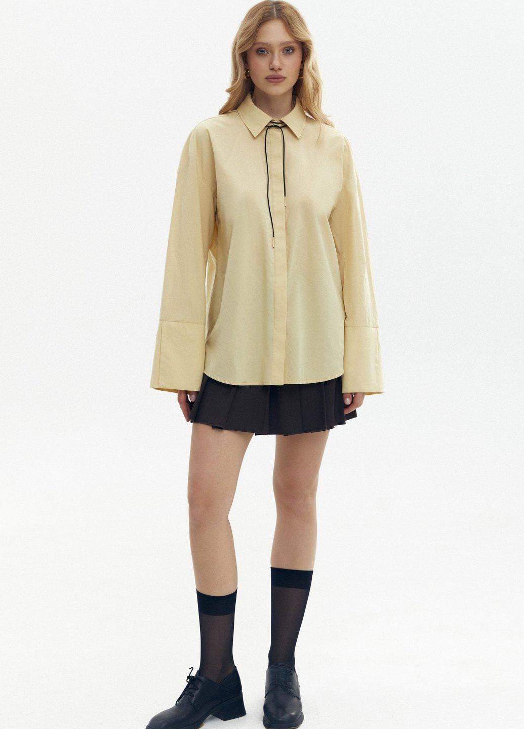 Желтая кэжуал рубашка однотонная Gepur