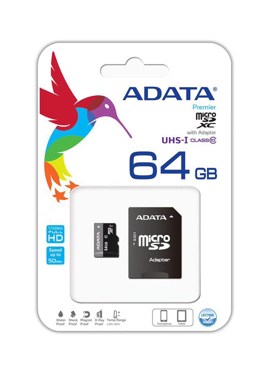 Карта пам'яті microSDXC 64GB C10 UHS-I + SD-adapter (AUSDX64GUICL10-RA1) ADATA Карта памяти ADATA microSDXC 64GB C10 UHS-I + SD-adapter (AUSDX64GUICL10-RA1) чорні