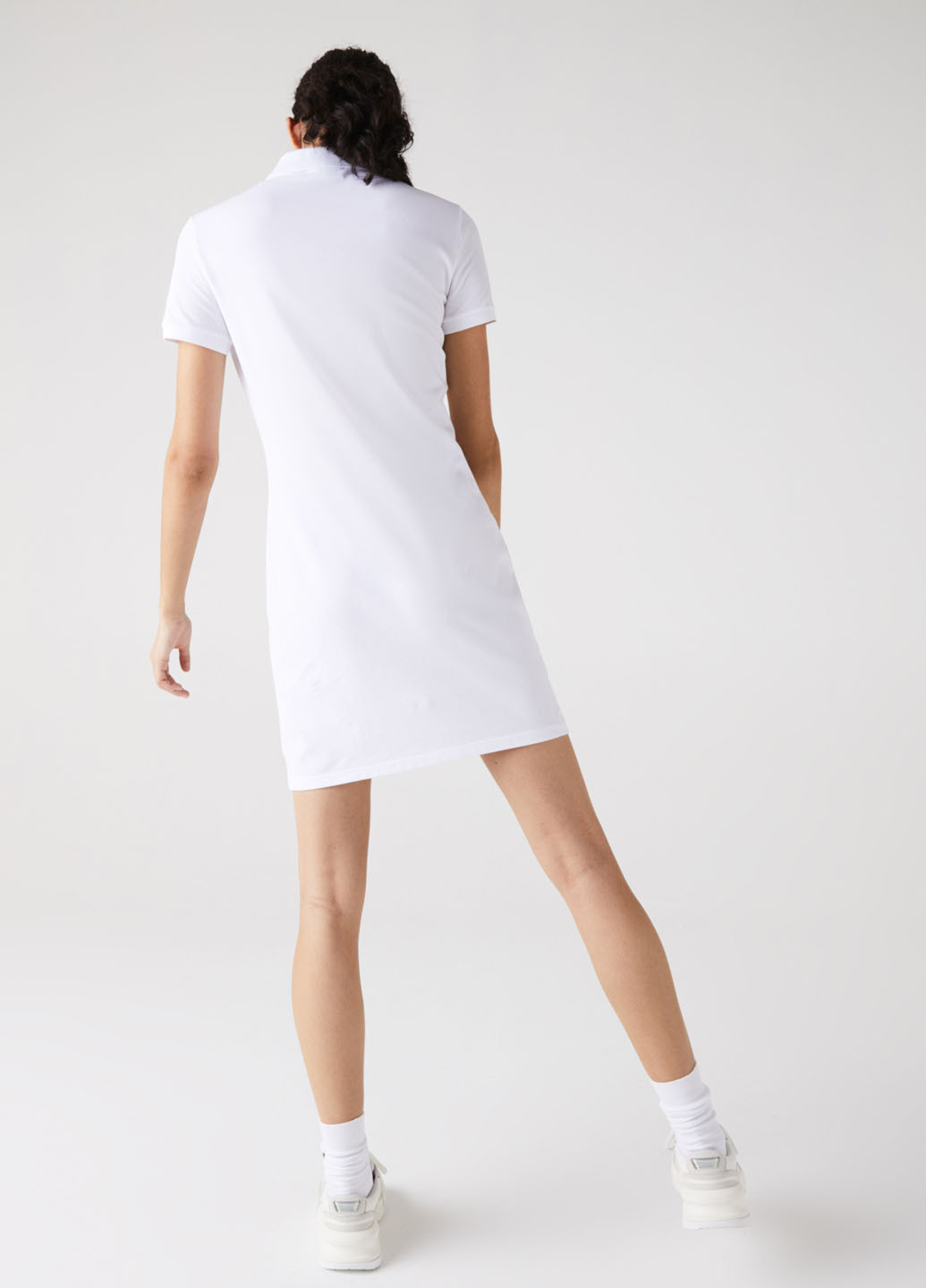 Белое кэжуал, спортивное платье поло Lacoste однотонное