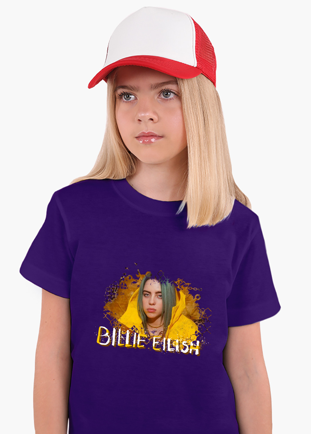 Фіолетова демісезонна футболка дитяча біллі айлиш (billie eilish) (9224-1215) MobiPrint
