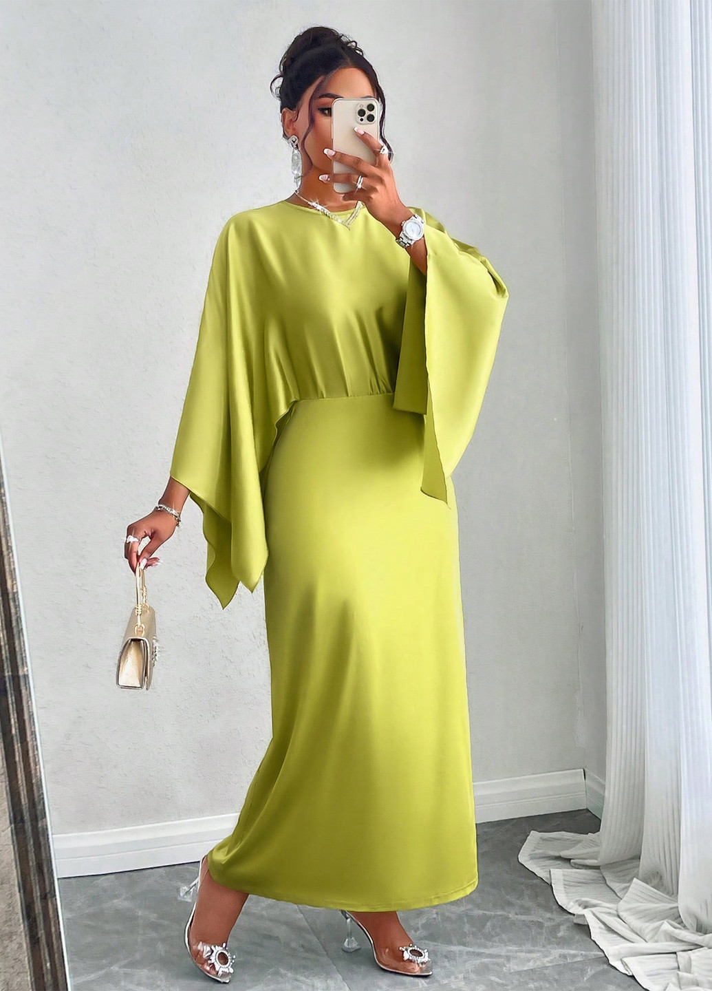 Салатова святковий, вечірня сукня сукня-кейп SHEIN однотонна