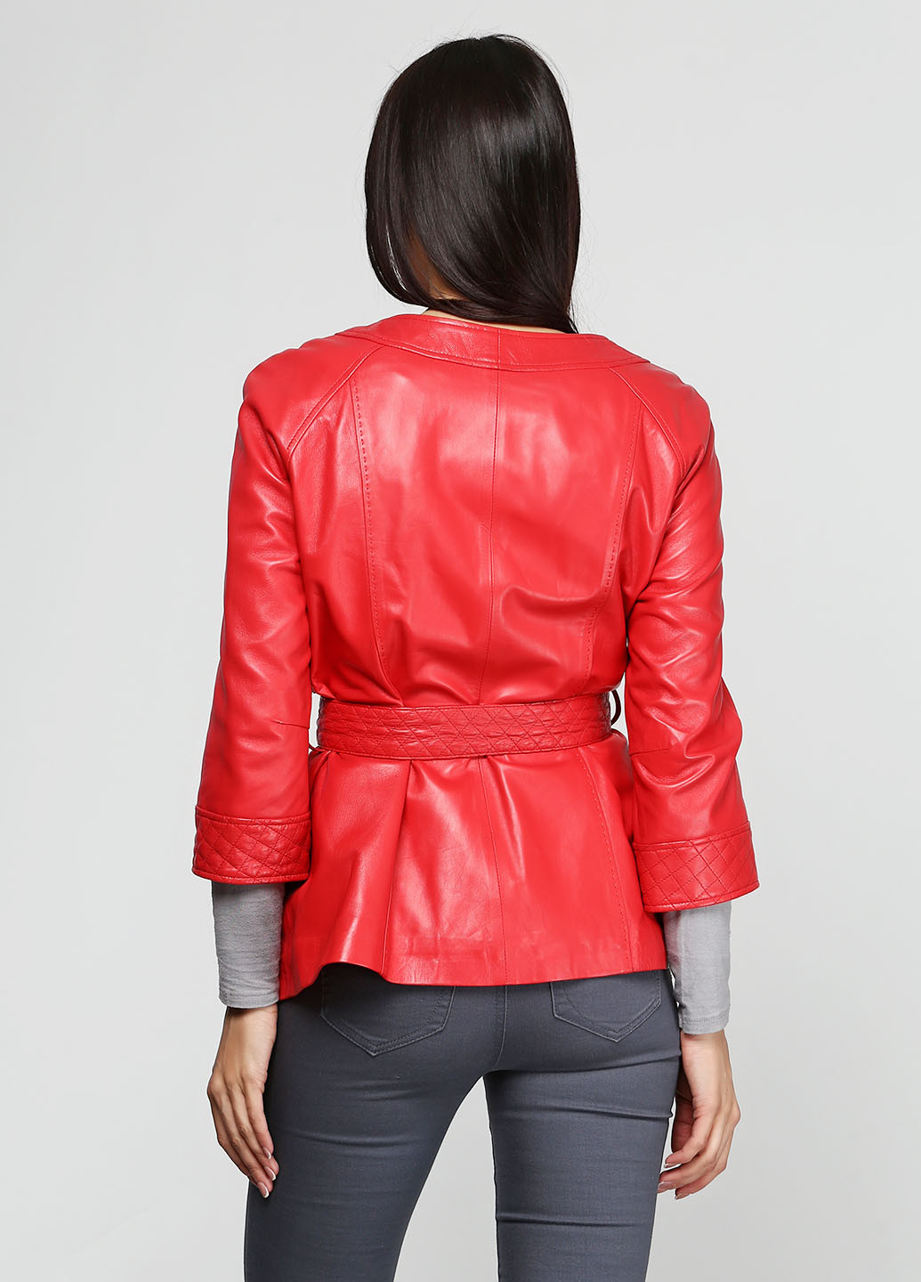 Яскраво-червона демісезонна куртка шкіряна Elibol