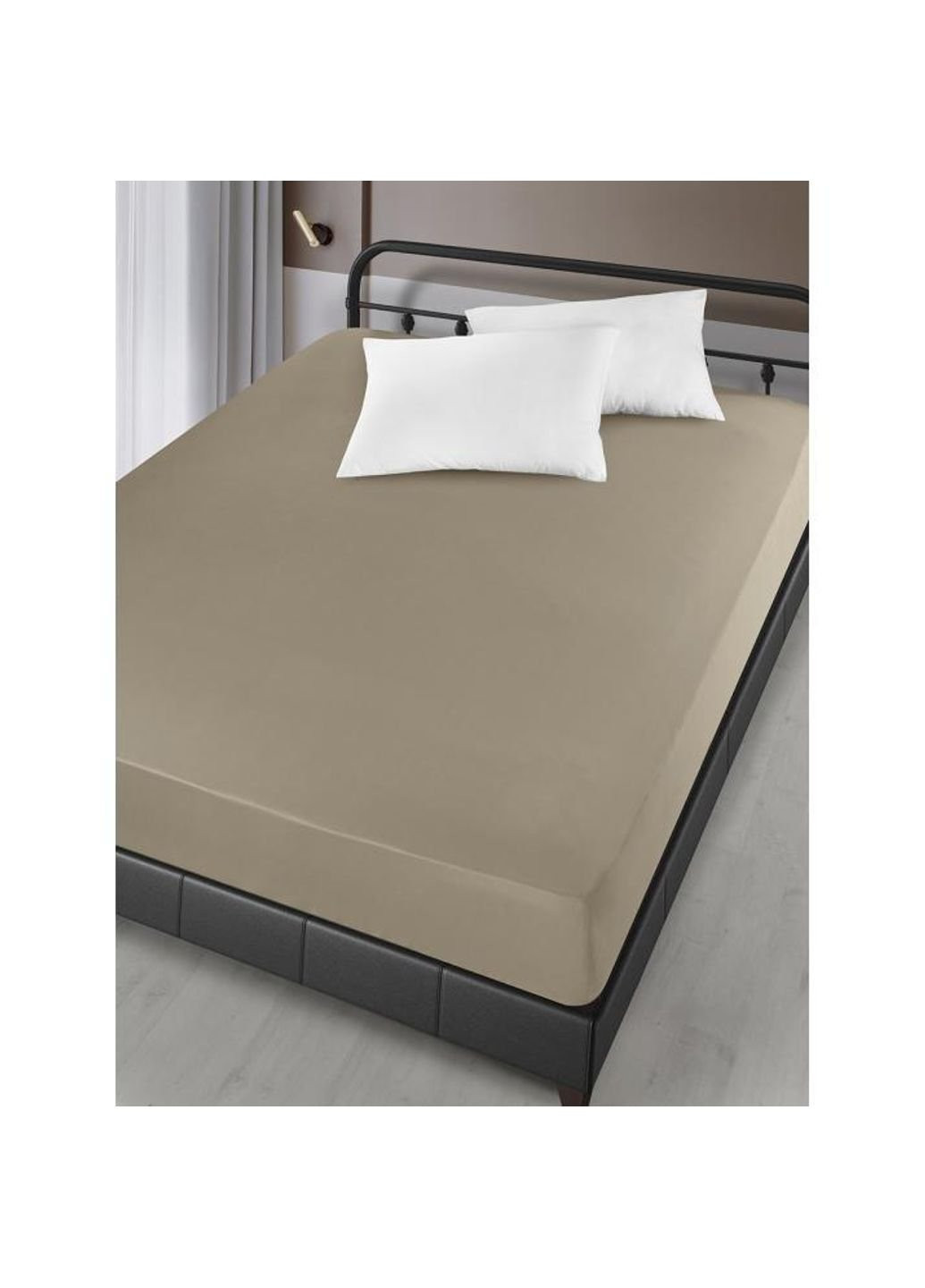 Простирадло на резинці Сатин London AR-A107299-light-brown 160х200х30 см світло-коричневий Arya (253658748)