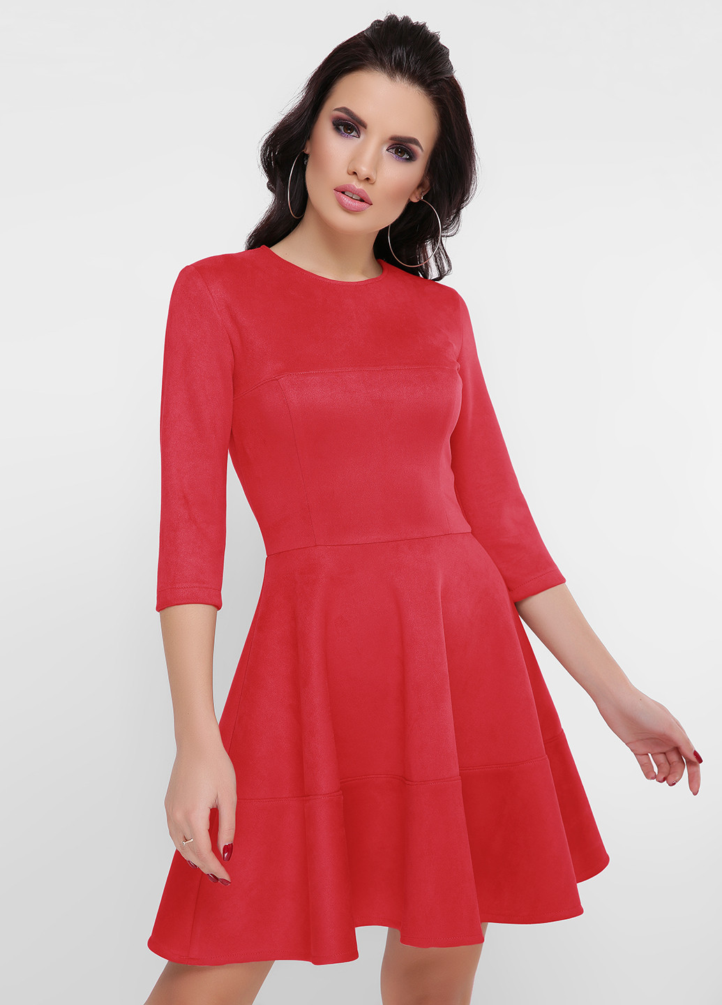 Красное кэжуал платье короткое Fashion Up однотонное