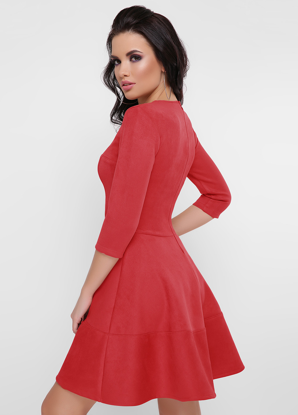 Красное кэжуал платье короткое Fashion Up однотонное