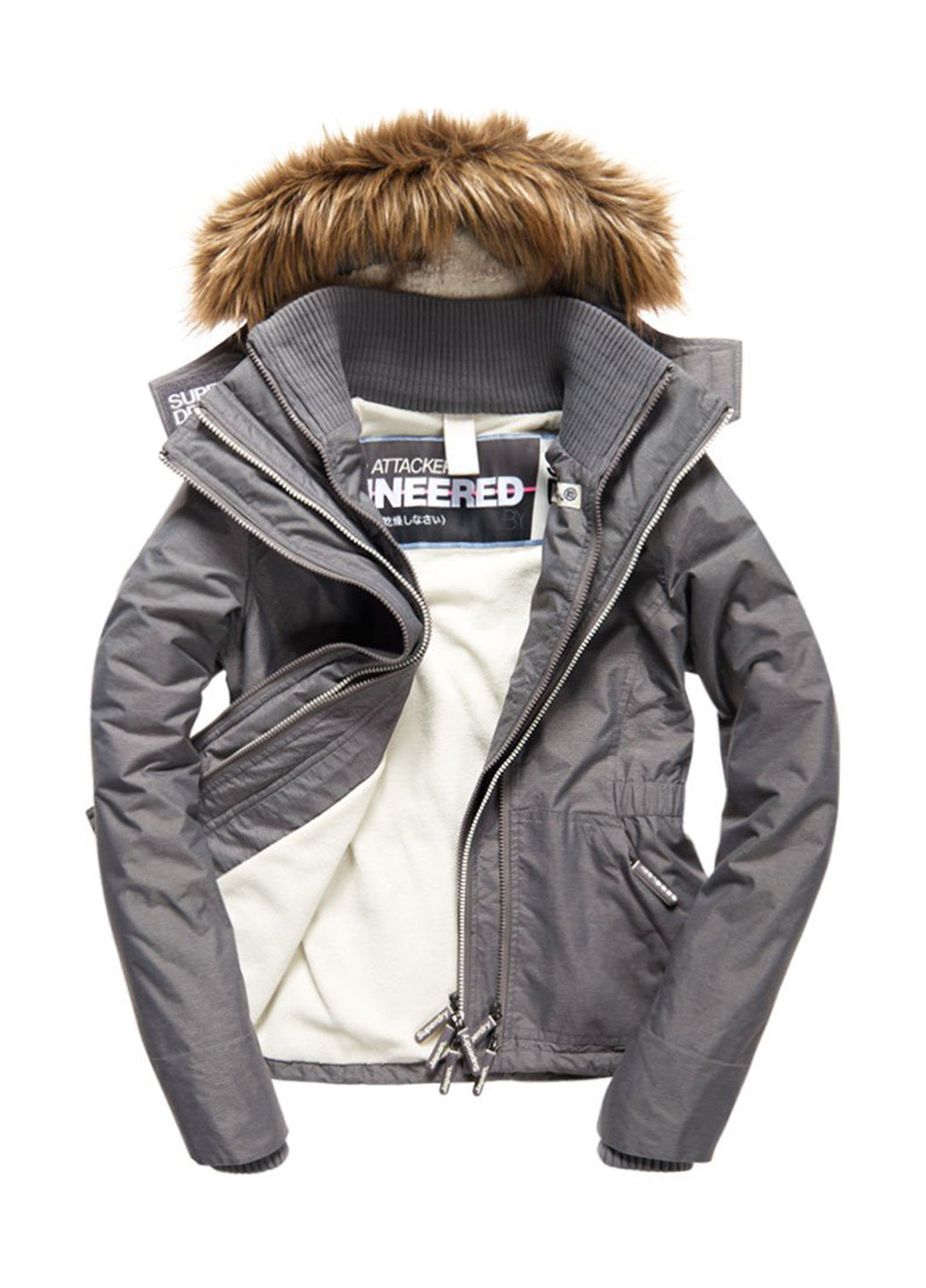 Серая зимняя куртка лыжная Superdry