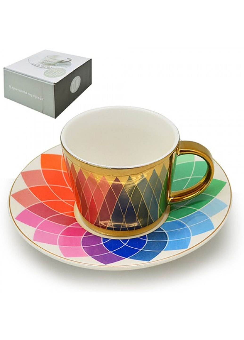 Чашка із блюдцем анаморф Веселка R-88425 230 мл Stenson (253620006)