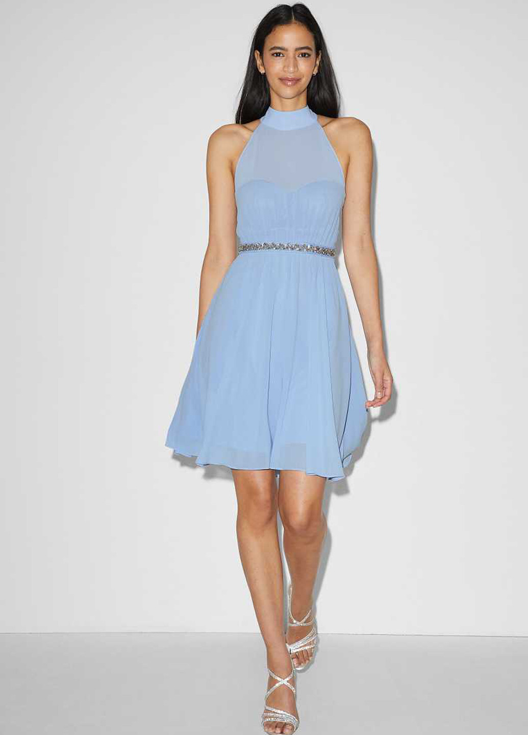 Світло-блакитна кежуал сукня кльош C&A однотонна