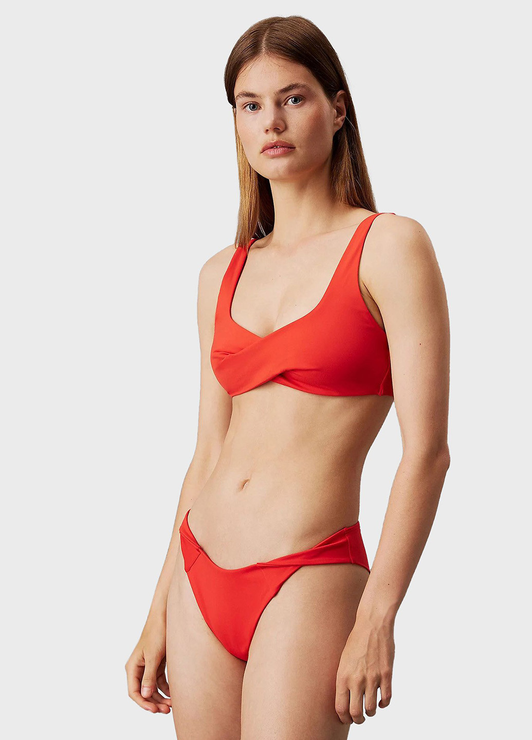 Красные купальные трусики-плавки однотонные Calvin Klein