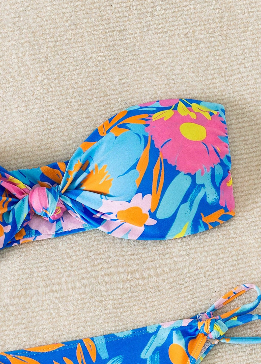 Блакитний літній купальник (ліф, трусики) бандо, роздільний SHEIN