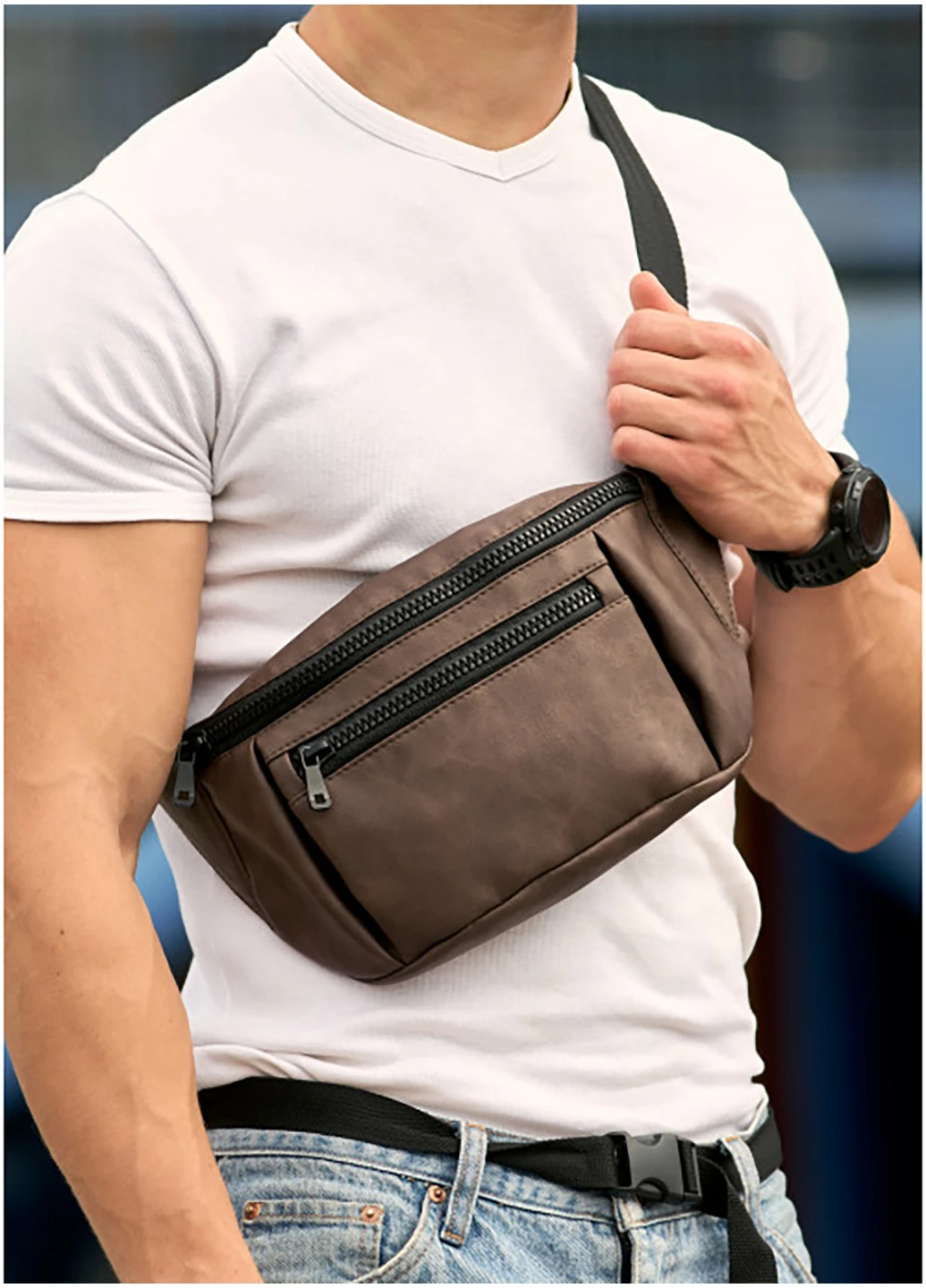 Мужская сумка на пояс 38х17х6 см Sambag (252133493)