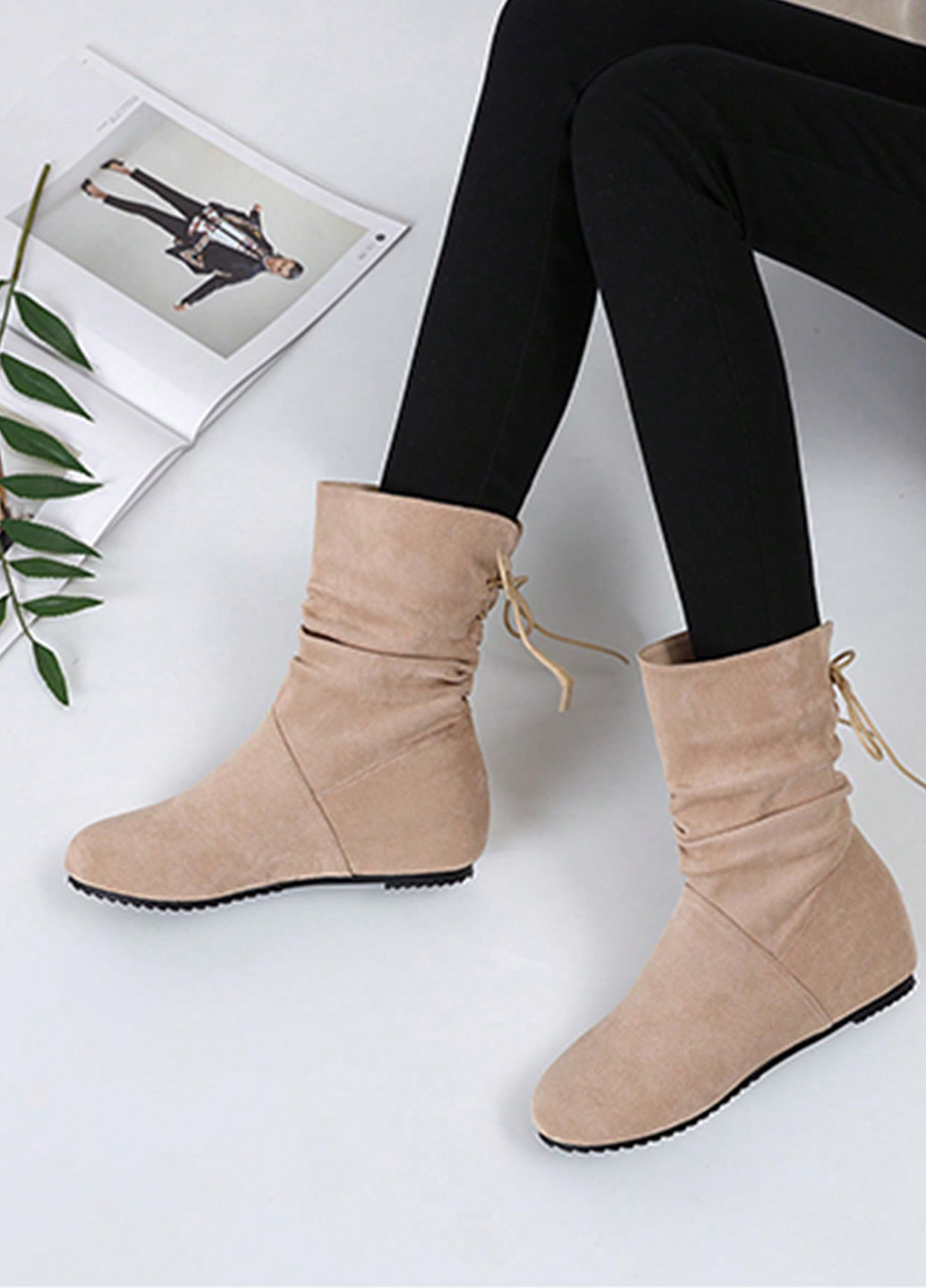 Осенние ботильоны SHEIN со шнуровкой тканевые